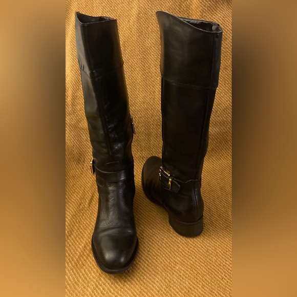 BANANA REPUBLIC Black Leather Riding Boots sz 6.5 - Picture 1 of 13